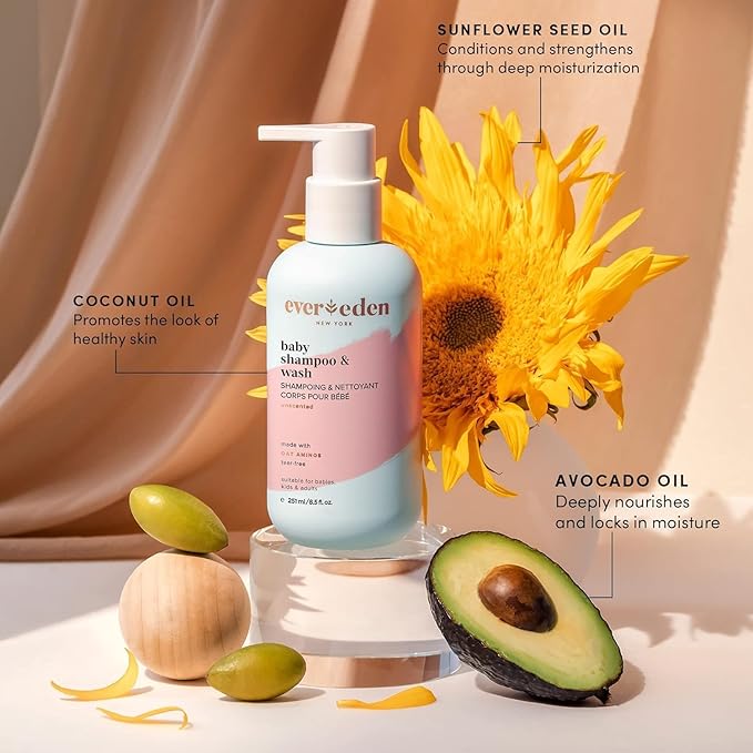 Evereden Baby Bathtime Trio | Baby Shampoo, Body Wash & Baby Face Cream & Fragrance Free Moisturizing Lotion | Rich, Non-Greasy Moisturizing Cream | Clean and Unscented Care