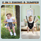 2-in-1 Baby Jumper & Swing - Foldable Stand, Stable Toddler Swing Set for Indoor & Outdoor Use