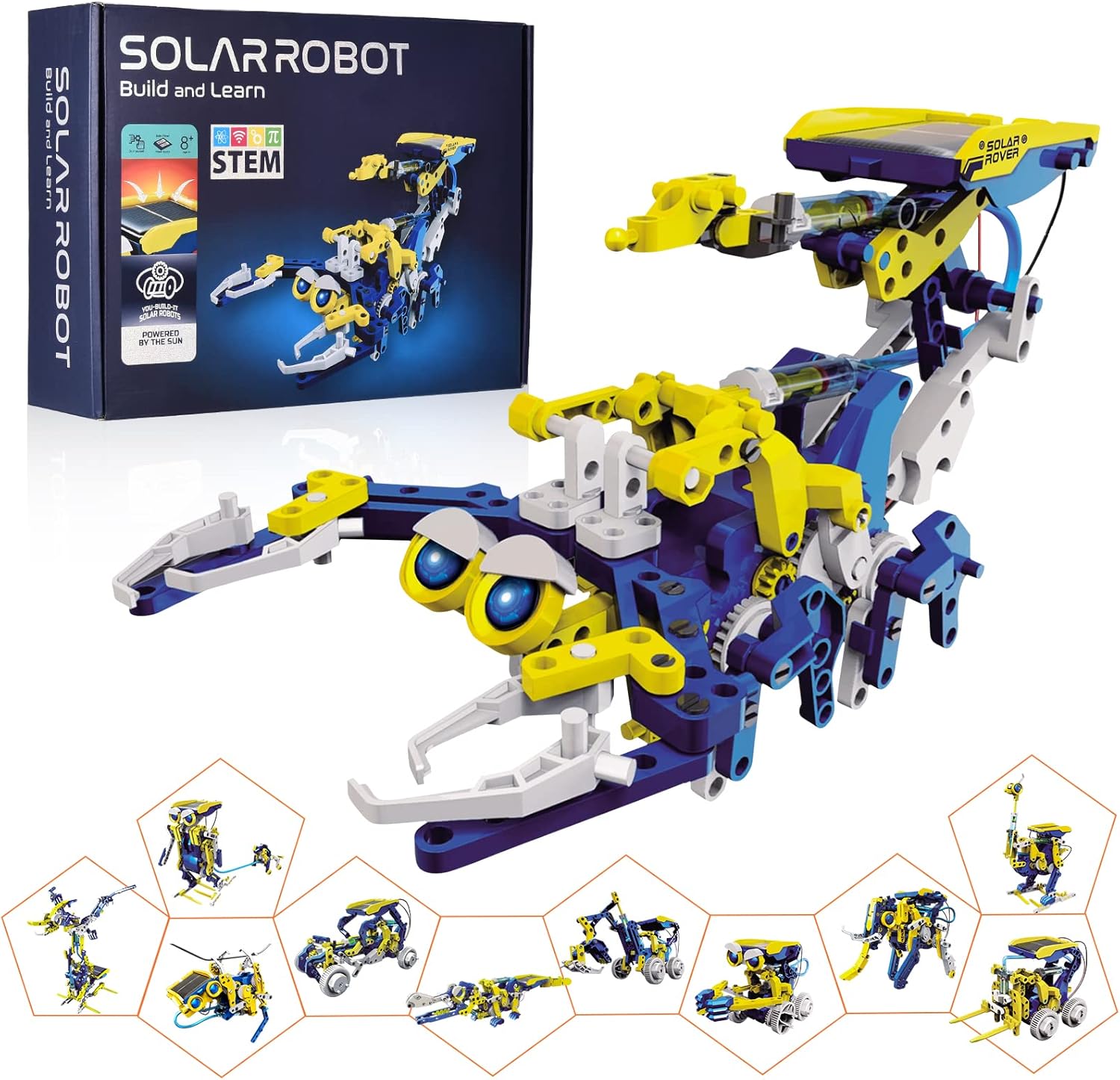 STEM Projects 11-in-1 Solar Robot Toy for Kids Ages 8-12, Science Kits Educational Robotics to Build, Christmas Birthday Gifts for 8 9 10 11 12 13 14 Year Old Boys Girls Teens.