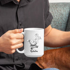 Santa Claus White Ceramic Teacup, Personalized Santa Claus Accent Coffee Mug Gift For Grandson Boyfriend Brother on Christmas Holiday, Unique Birthday Coffee Cup 11 Oz 15 Oz, Custom Name Kids Teacup