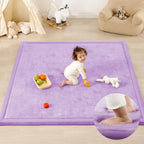 1.3" Thick Baby Play Mat for Floor Playpen, 50x50 Foam Tummy Time Mat, Padded Support Soft Plush Nursery Rug for Infant Kids Toddler Crawling Kick Activity (Lavender)