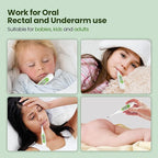 Femometer Thermometer for Adults and Kids, Digital Thermometer with Fever Alert, Memory Recall, C/F Switchable, for Oral, Rectal or Under Arm Use, Green