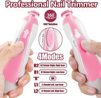 Baby Nail Trimmer Electric, 6 in 1 Rechargeable Baby Nail Clippers Manicure Set Grooming Kit for Toddler Infant or Adults (Pink)