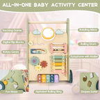 Baby Push Walker, Wooden Baby Walker with Wheels, Montessori Push Walker for Babies 6-12 Months, Push Walking Toys for Boys&Girls 1 Year Old, Gifts for Toddler