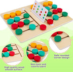 AugToy Montessori Color Matching Learning Toys Sliding Puzzle for Kids 3 4 5 6 7 Years Old Preschool Logic Game Brain Teasers Boys Girls 2 Players Educational Wooden Toddler Travel Toys Gifts