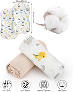 Muslin Baby Lounger Cover for Snuggle Me Organic Lounger/Baby Lounger/Organic Cotton Handmade Cover for Infant/Toddler Lounger/Nursing Pillow(White with Dinosaur, Wheat)