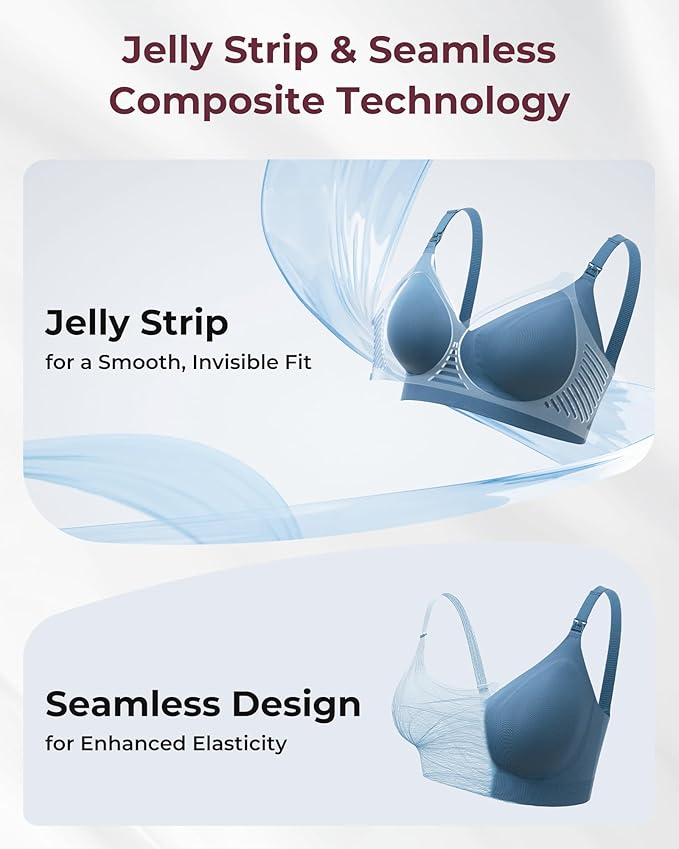 Momcozy CoolFit Nursing Bras for Breastfeeding, Ultra Stretch Seamless Jelly Strip Maternity Bra, Cooling Wireless