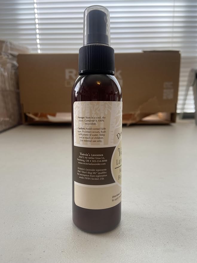 Victoria's Lavender Organic Don’t Bug Me Insect Spray DEET-Free with Lavender Essential Oils & Aloe Vera, Plant-Based Bug Spray for Sensitive Skin, Made in The USA - Outdoor, Hiking, Travel (Two 4oz)