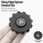 FREELOVE Metal Fidget Spinner, Viking Pirate Haptic Gyro, Heavy Stainless Steel Hand Spinning, Small Round Gear Fidget Block, Premium Bearing Silent Long Spinning for Adults Anxiety Cool, Black
