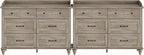 WAMPAT Set of 2 Kids Dresser with 12 Drawers, 2-in-1 Baby Dresser for Bedroom & Kids Room, Rustic Chests & Dressers Wooden Closet Organizer for Children's Bedroom, Grey
