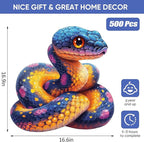 Wooden Puzzle for Adults, Snake Wooden Jigsaw Puzzles(16.6 * 16.9in-500pcs), Unique Shape Animal Adult Puzzles,Irregular Wood Puzzles Best Gift for Adults and Kids Family Game