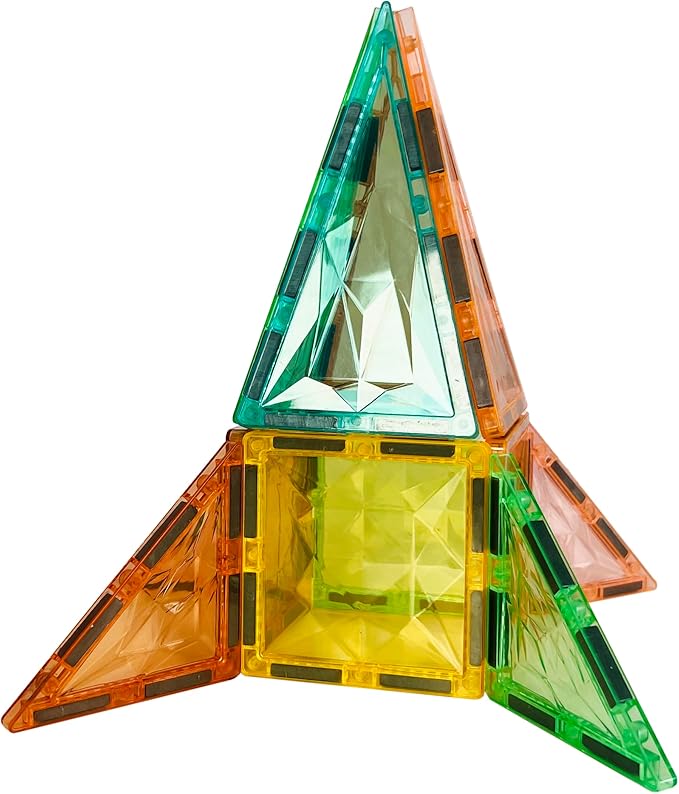 Magnetic Tiles,Magnet Building Blocks Construction Stacking Educational Toy Creative Playboard for Kids Ages 3+ (60 Pieces)