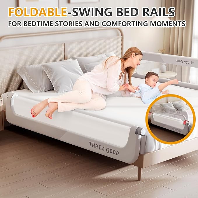 Foldable Toddler Bed Rails - Kids Guard Bumper for Crib Safe Bed Side Rail for Twin Queen King Full Size Beds(78.7inch)