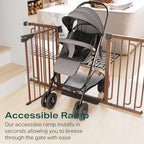 Cumbor 29.7-57" Extra Wide Baby Gate for Stairs, Mom's Choice Awards Winner-Dog Gate for Doorways, Pressure Mounted Walk Through Safety Child Gate for Kids Toddler, Tall Pet Puppy Fence Gate, Brown