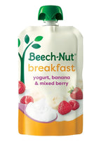 Beech-Nut Toddler Food Breakfast Pouches,Yogurt Banana & Mixed Berry Puree, 3.5 oz (12 Pack)