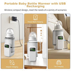 Portable Bottle Warmer - Travel-Easy,Fast Warming,6-Speed Temperature Control,Comfortsble Baby Feeding On-The-go,Battery-Powered Waterless Milk Warmer