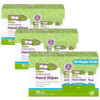 Antibacterial Hand Wipes by Boogie, Alcohol Free, Hypoallergenic and Moisturizing Aloe, Hand Wipes for Kids and Adults, Single Packs, 30 Wipes (Pack of 3)