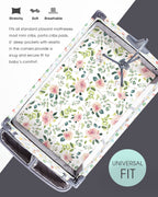 GRSSDER Stretchy Ultra Soft Jersey Knit Fitted Pack n Play Sheets Set 2 Pack, Portable/Mini Crib Sheets, Snug and Safe Playards Sheet for Baby, Pink Rose Stylish Print