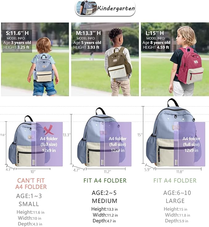 Toddler Backpack for Boys 2-5: Preschool Kindergarten 13" Daycare Backpacks Fit A4 Folder