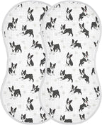 2 Pack Muslin Burp Cloths Boston Dogs Paw White Cotton Baby Burp Cloths Ultra Absorbent Soft Thick Burping Cloth for Baby Boys Girls 22x11 Inch