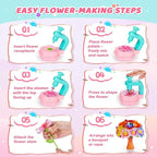 Flower Bouquet Craft Kit for Girls - Arts & Crafts Gift for 4 5 6 7 8 9 Year Old Girls, DIY Flower Making Toy Kit for Kids, Mess-Free Fun & Educational Activities for Preschool Kids, Birthday Gift