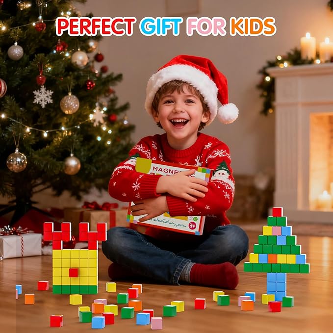 42PCS Magnetic Blocks, Montessori Toys Magnet Cubes, STEM Educational Sensory Magnetic Building Blocks for Todders Birthday Gifts