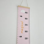 Kids Growth Chart, Wood Frame Fabric Canvas Height Measurement Ruler from Baby to Adult for Child's Room Decoration 7.9 x 79in (7.9 x 79in, Pink - Cloud)