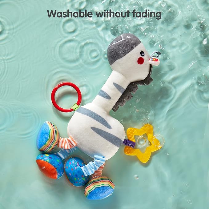 TUMAMA Baby Hanging Toys, Plush Animals Baby Rattle Crinkle Squeaky Toys Car Seat Stroller Mobile Toys, Baby Toys for 0 3 6 9 12 Months, Sensory Learning Toys Gift for Newborn Infant (Zebras)