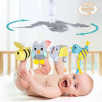 VZO Baby Crib Mobile with Music and Lights, Mobile for Crib with Remote Control, Rotation, Starlight Projection, Crib Toys for Babies Boys Girls Gray