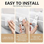 Baby Proof Toilet Lock (4-Pack) - Child Safety Cabinet Locks for Toilet Seat, Drawers, Fridge, Doors | Easy Install with Strong 3M Adhesive | Non-Toxic & Adjustable Strap for Toddler & Pet Safety