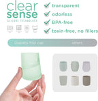 Olababy First Cup | Clear Sense 100% Silicone Infant Trainer Cup | 2oz Medicine Cup for Newborn | Non-Slip & Sloping Design for Tiny Hands & Baby Led Weaning (Mint, 1 Cup)