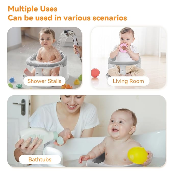 Baby Bath Seat for Babies 6 Months & Up - 360°Protection Bath Seats for Babies Sitting Up | Baby Infants Bath Chair with Temperature Alert & Cushion | Toddler Bath Seat Newborn Baby Bathtub Seat