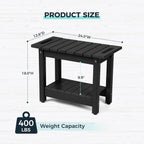 Waterproof Shower Bench, 24" Poly Lumber Shower Stool for Shaving Legs, Shower Chair Seat with Storage Shelf and Handles, Bathroom Bench for Inside Shower, Non-Slip (Black)