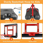 Boys Toy Gifts for 3 4 5 6 7 8 Years Old, Kids Basketball Hoop Adjustable Height 3.5FT-6.2FT, Mini Basketball Hoop for Kid Boys, Basketball Goal Toys Outdoor Indoor Game Gifts for Boys, Red