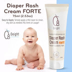 Oeight Diaper Rash Cream Forte, Dermatologically Tested & Hypoallergenic Formula for Baby Skin with 100% Natural Active Ingredients, No Parabens & Unscented - for Mild to Severe Diaper Rash, 75ml