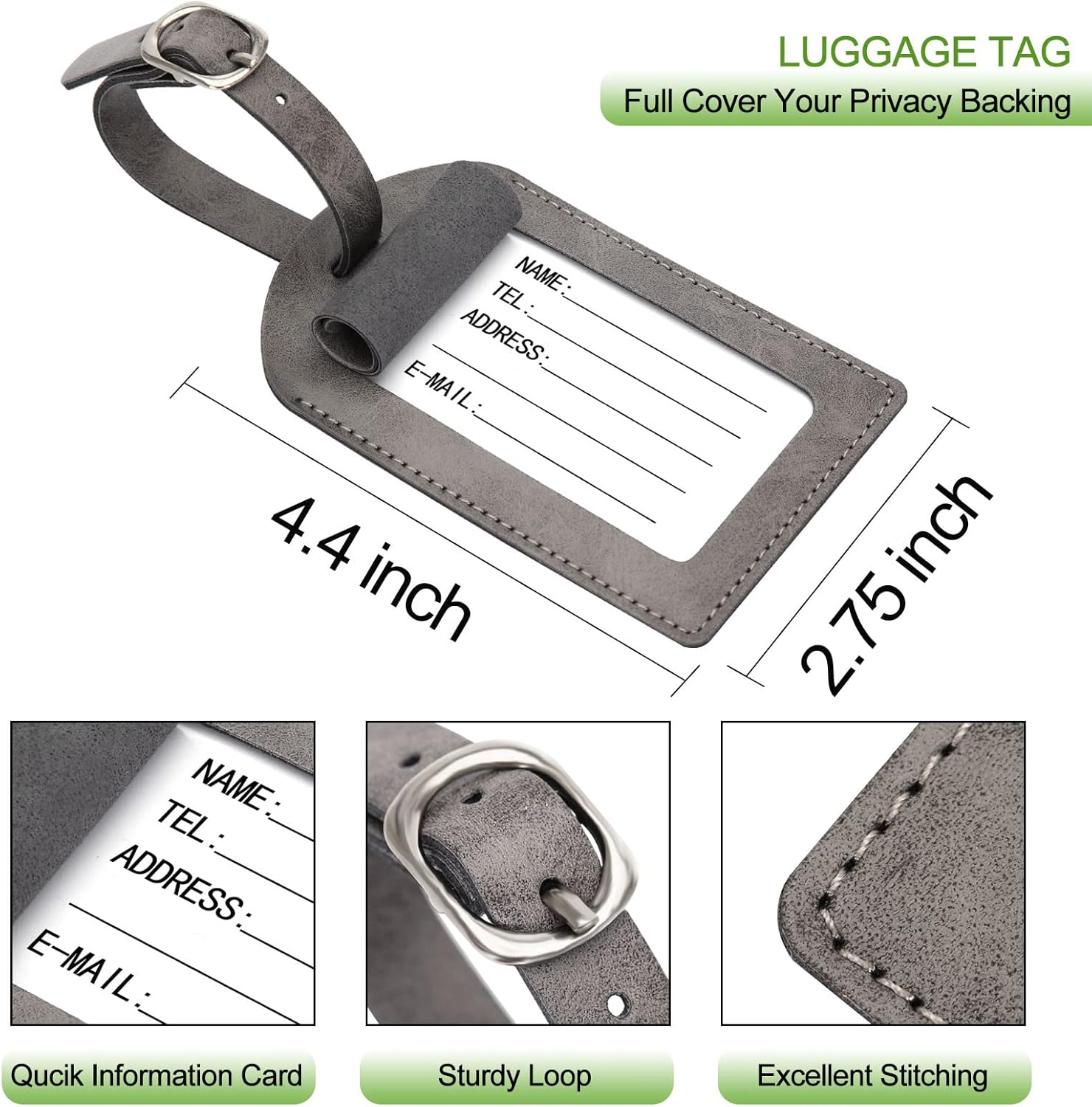 Passport Holder With Luggage Tag Cover Wallet RFID Blocking Leather Case Travel Essentials Accessories Travel Must Have(114#Grey)