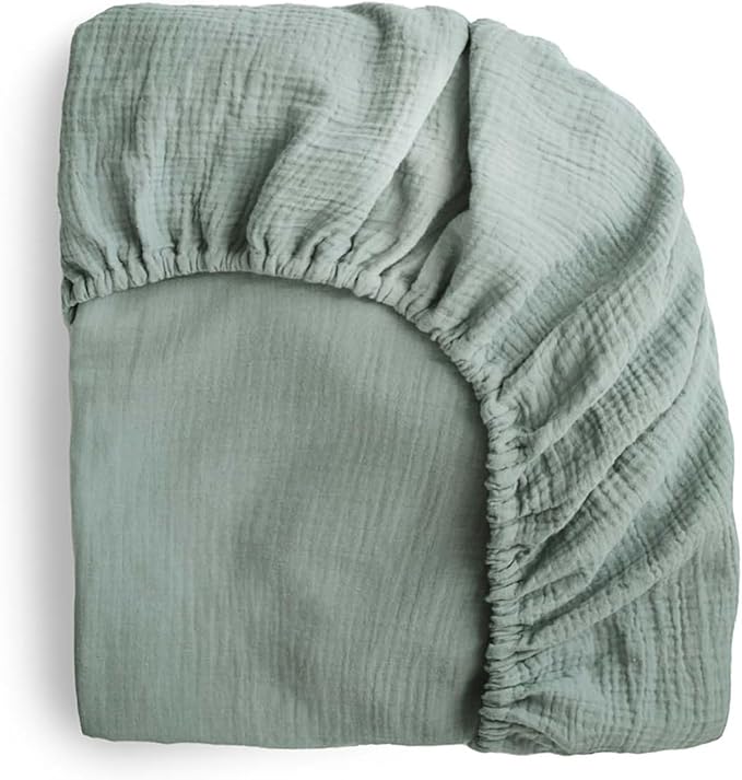 mushie Extra Soft Muslin Fitted MINI Crib Sheet | 24"x 38" (Roman Green)