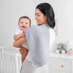 Comfy Cubs Muslin Burp Cloths 20" x 10", Pack of 6 - Large, 6-Layer, Ultra Absorbent 100% Cotton for Baby Drool and Messes - Soft, Safe & Gentle Baby Burp Cloths Set for Boys & Girls - Slate