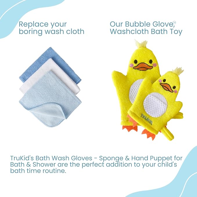 TruKid Bubble Gum Bubble Podz & BubbleGlove Set – Bubble Bath Pods and 2 Wash Gloves for Parent and Child