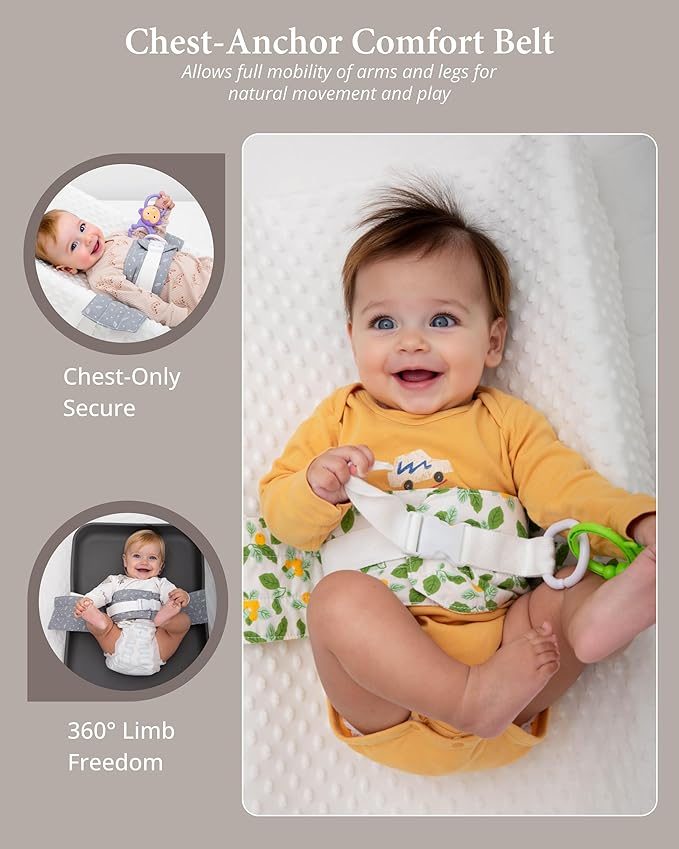 Changing Pad Strap – Soft, Adjustable & Secure Anti-Escape for Infants 0-24 Months. Universal Fit for Changing Pads & Changing Tables, Easy-Clean Fabric. Comfortable & Portable (Grey)