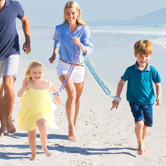 Accmor Toddler Leash with Key Lock, 2 in 1 Upgraded Anti Lost Wrist Link, 2 Packs Reflective Baby Leash with 360 Degree Rotating Connector and Adjustable Bracelet for Boys Girls Outdoor Travel, 6.56ft