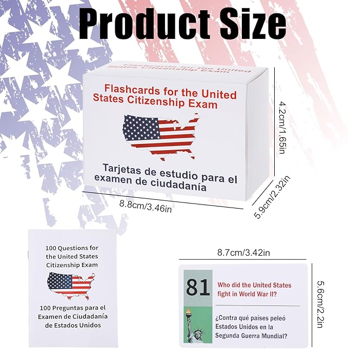 US Citizenship Test Study Guide 2025 with Bilingual Booklet-English/Spanish,US Citizenship Flash Cards 2025,US Civics Test Flash Bilingual Flash Cards Combo Set,100 Uscis Questions Answers Flashcards