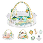 Baby Play Mat, 4-in-1 Baby Play Gym Tummy Time Mat with Ball Pit and 5 Detachable Toys for Newborn to Develop Sensory Exploration and Motor Skill 0-6-12 Months