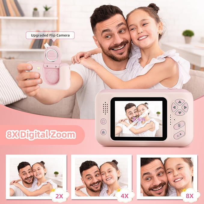 Kids Camera Girls for 3 4 5 6 7 8 9 Years Old Girls,1080P HD Video Selfie Camera with 32G SD Card Kids Digital Camera Toys for Toddler Birthday Gifts Pink