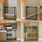 Walk Through Baby Gates Extra Wide for Stairs Doorways Auto Close Tension Black Metal Child Pet Safety Gates with Pressure Mount 62-67 Inch