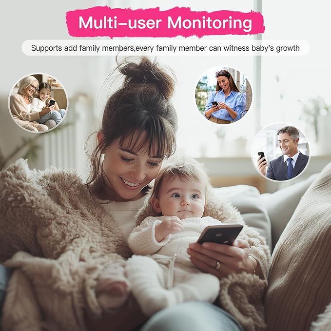 1080p Smart AI 2 Camera Video Baby Monitor,WiFi Switch,2.8" inch Display or WiFi Remote Access,Night Vision,1500ft Long Range,2-Way Talk,Sound Alert,Temperature Sensor,Lullabies Feeding Remind