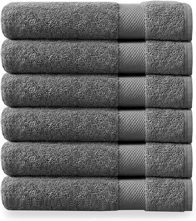 Delara Organic Cotton Luxuriously Plush Washcloths Pack of 6 | GOTS & Oeko-TEX Certified | Premium Quality Face Towels | Feather Touch Technology|650 GSM Long Staple|Soft, Quick Dry & Ultra-Absorbent