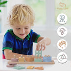 GOPO TOYS Montessori Toys for 1+ Year Old – Wooden Shape Sorter & Stacking Puzzle – Toddler Learning, Fine Motor Skills & Developmental Toy for Boys & Girls