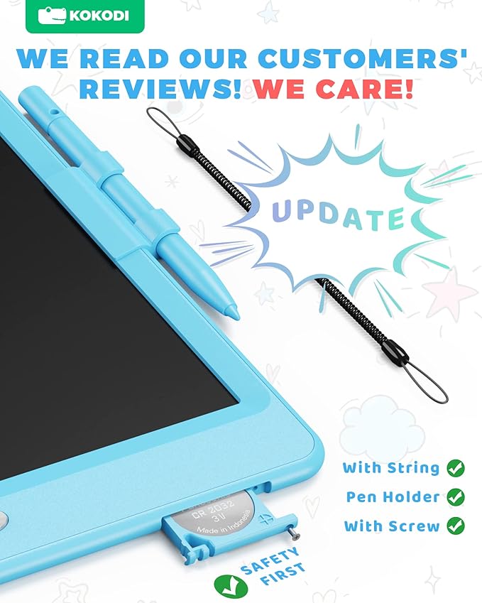 KOKODI LCD Writing Tablet, Valentines Day Gifts for Kids，10 Inch Colorful Toddler Doodle Board Drawing Tablet, Erasable Reusable Electronic Drawing Pads, Educational and Learning Toys for Kids