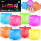 Stress Cube Fidget Ice Cube Stress Balls, 8 Pcs Stress Balls for Kids, Fidget Toys Adults Stress Relief Squeeze Ball, Square Shape Hand Exercise Ball, Sensory Toys for Autistic (Gel Sugar Cube 8Pack)